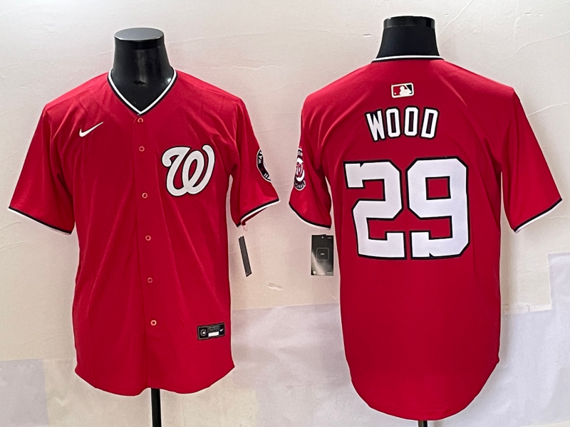 Men's Washington Nationals James Wood #29 Red Jersey
